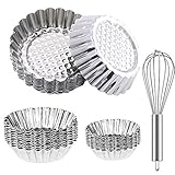 24 Pcs- Egg Tart Molds (3.07In) and（Large 3.74In）Aluminum Mini Tart Pan and 1 whisk - Tin Pan...
