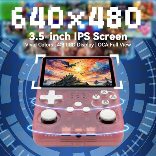 Image of R36S Retro Handheld Game Console With 64G 3.5 Inch IPS Screen Built-In 20000+ Classic Games Open Source Linux System Portable Pocket Video Player With 3200Mah Battery (Transparent Pink)