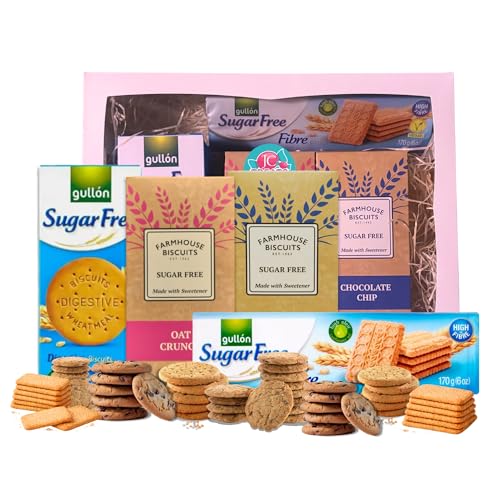 Sugar Free Biscuit Gift Box Hamper Box Including Zero Sugar Digestives And No Sugar Chocolate Cookies | Diabetic Hamper Including Luxury Farmhouse Biscuits Packaged In A JC Gift Box