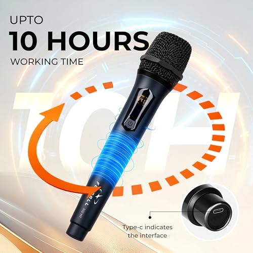 Image of FLYBALL UHF Wireless Microphone with Dual Antenna Receiver | Professional Handheld Mic for Karaoke, Stage, DJ, PA System, Church & Events (SLM 520 VLA)