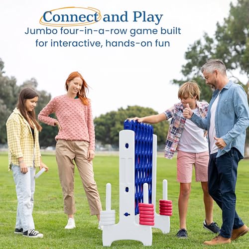 Image of ECR4Kids Jumbo 4-to-Score Giant Game with 42 Rings and Reset Sliders, Kids Games, Red /White /Blue