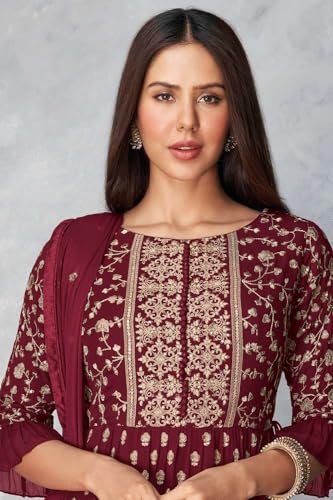 Image of Xomantic Fashion Magenta Georgette Embroidered And Resham Work Designer Salwar Kameez