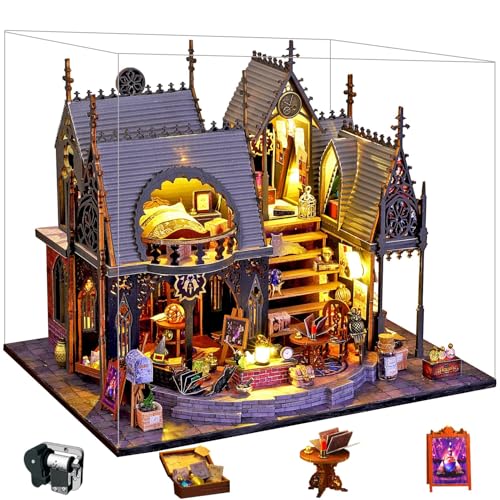 Spilay Dollhouse Miniature with Furniture,DIY Wooden Crafts Magic Doll House Mini Handmade Kit,1:24 Scale Creative Room Idea Gift (Luna's Maqic House...