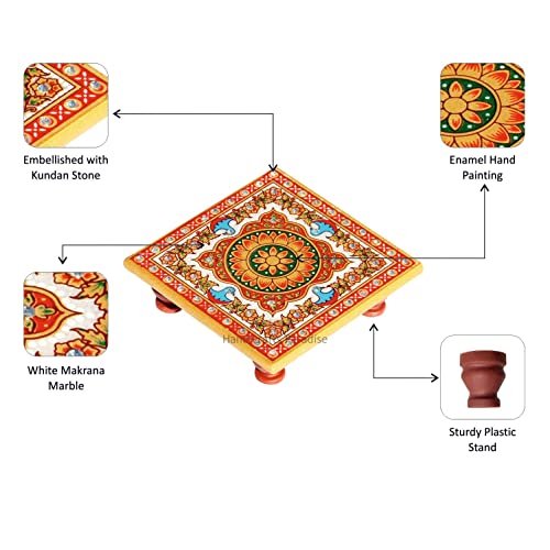 Handicrafts Paradise (4 x 4 inch) Intricate Floral Painted Marble Chowki (Multicolour) Square, Home Mandir, Idols Statues Pratima, Bajot for God, Home Décor Showpiece Handicrafts Paradise (4 x 4 inch) Intricate Floral Painted Marble Chowki (Multicolour) Square, Home Mandir, Idols Statues Pratima, Bajot for God, Home Décor Showpiece