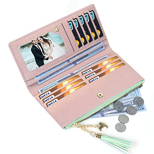 Image of Valentoria Womens Wallet Cute Elegant Long Slim Card Holder Case Minimalist Coin Purse Thin Tassels Zip Clutch Wallets for Girls Ladies | Cute