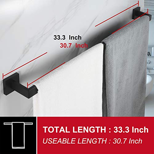 Image of KOKOSIRI 32-Inch Single Towel Bar, Bathroom Kitchen Towel Holder, Wall Mounted SUS304 Stainless Steel Towel Rack, Matte Black, B4003BK-L32