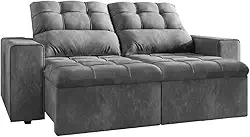 Sofá Retrátil e Reclinável 2 Lugares 1,80m Veludo Malibu Cinza