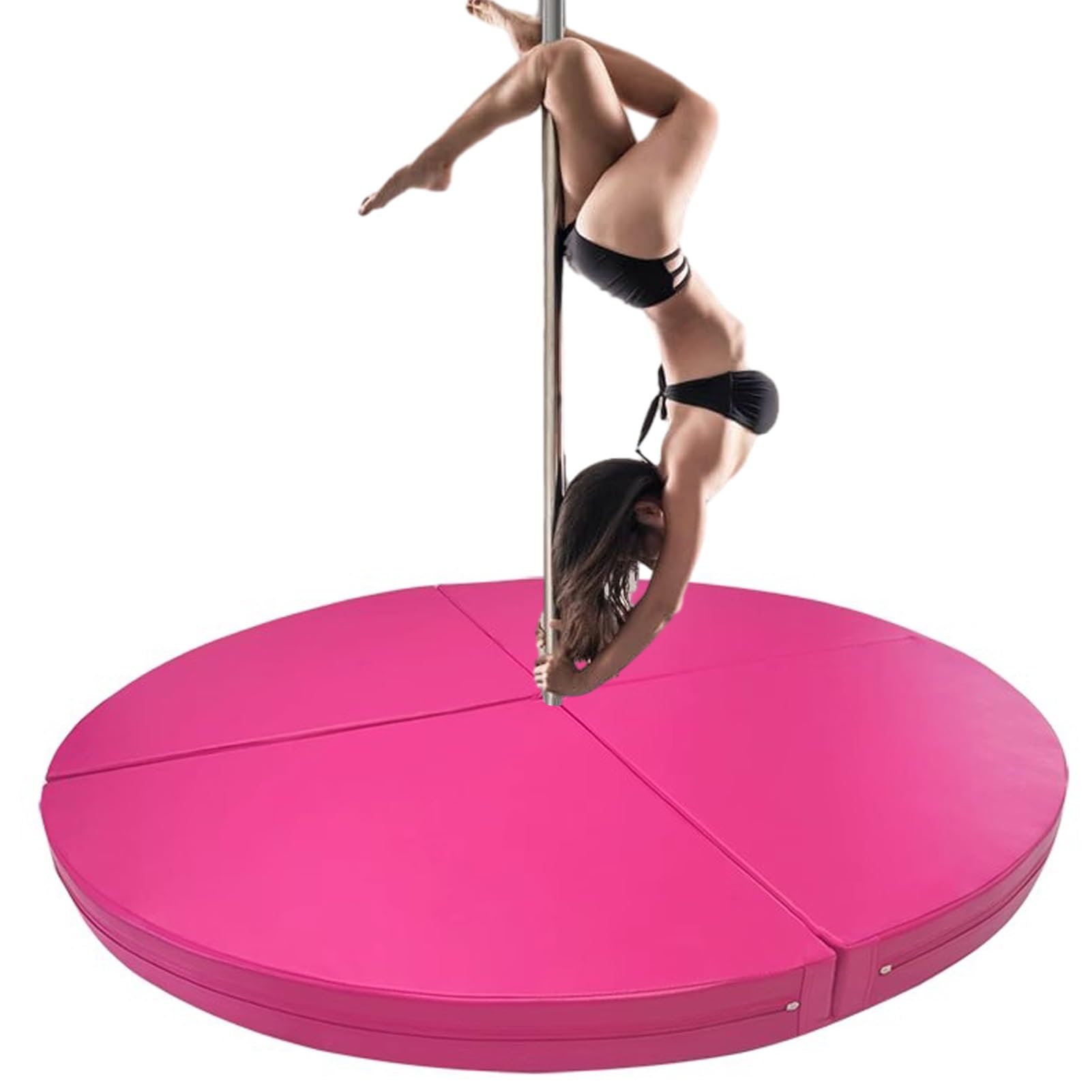 WJFTODAY Folding Dance Pole Crash Mat, Thick EPE Foam Safety Pad (3/5/10cm) for Beginners, Aerial Dance Fall Protection, Round Cushion (Pink, 320cm x 10cm)