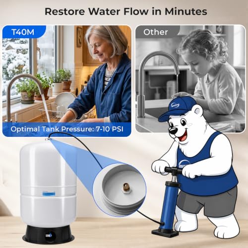 Image of iSpring 40 Gallon RO Tank, Pre-Pressurized Water Storage Tank for Reverse Osmosis RO Systems, Metal High Capacity RO Water Tank, Includes Tank Valve & Elbow, Model: T40M