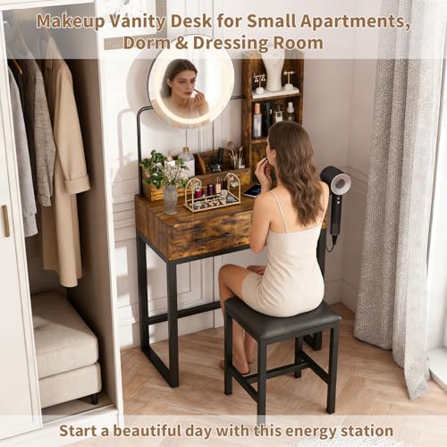 17% Off LOUNGEOLOGY Vanity Desk with Lighted Mirror & Stool - Image 7