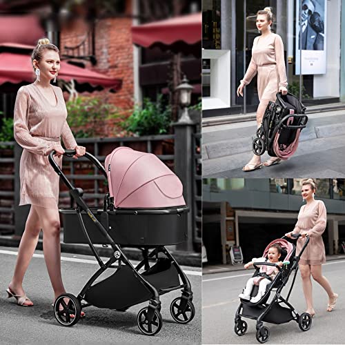 TXTC Bassinet kinderwagen 3 in 1 kinderwagen voor baby, Cochecito De Bebe aluminium frame hoog landschap auto voor… - Afbeelding 3