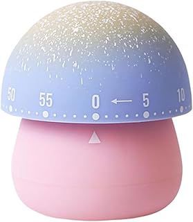Plastic Mechanical Kitchen Timer Cute Mushroom Design Cooking Time Reminder for Baking and Home Use Random Color