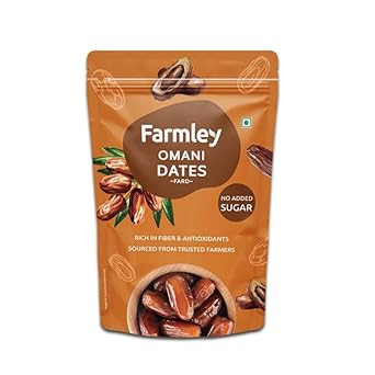 Farmley Omani Fard Dates/Khajur, 400 g | Healthy Snacks, Rich in Fibre, Naturally Sweet, Naturally Low-Fat Food - image, photos