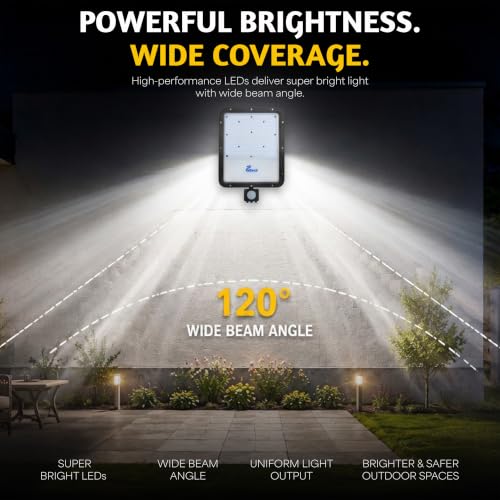 Image of Forus 200W LED Flood Light Cool White with Motion Sensor Auto On Off Day Night Mode Waterproof Outdoor Security Light for Garden Parking Garage Factory Shop High Bright Floodlight 4Yr Warranty-1Pc