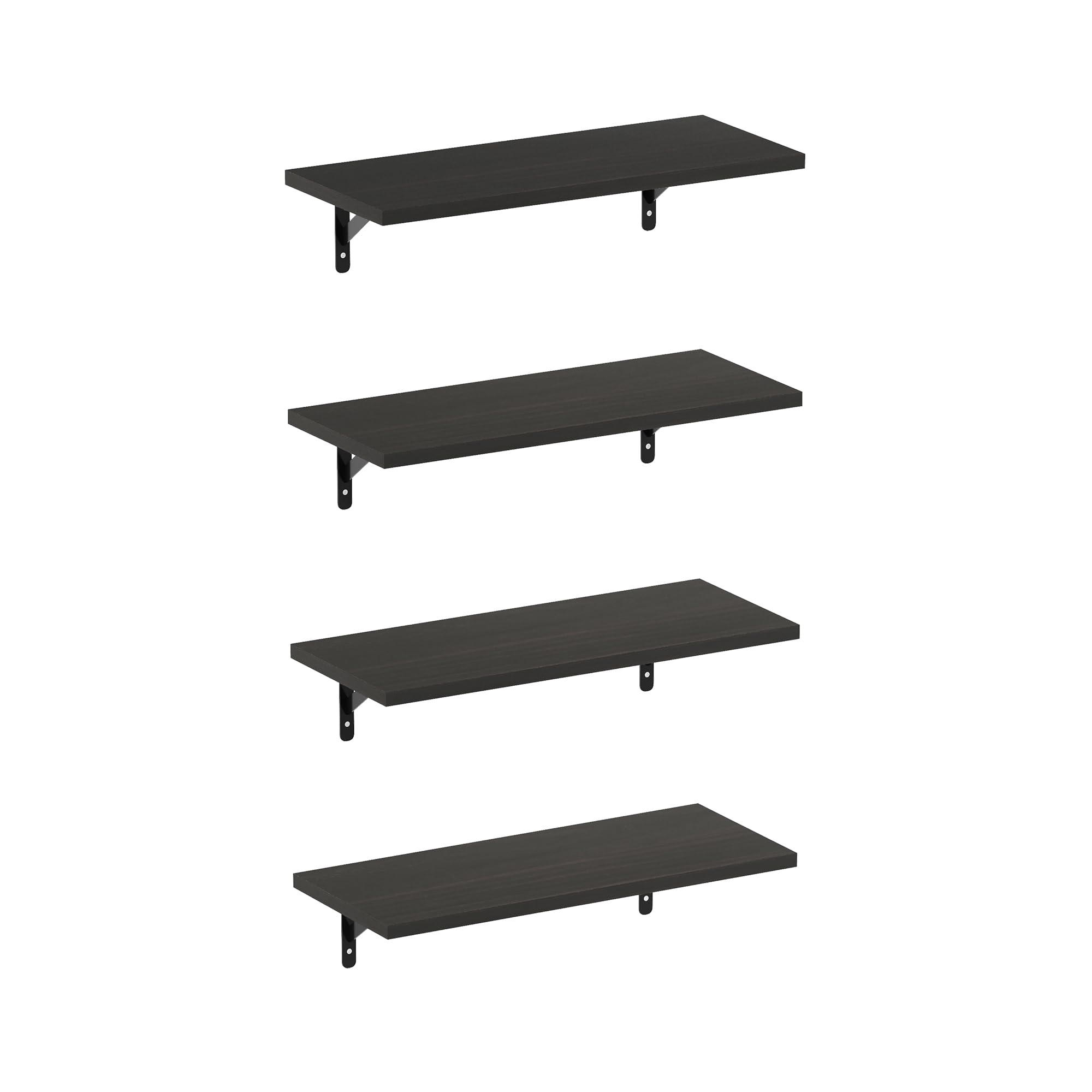 Furinno ROSSI Floating Shelves for Wall Set of 4, 45.7cm Wall Shelf, Floating Shelf, Wall Mounted Shelves, for Bathroom, Bedroom, Living Room, Espresso