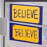 2Pcs Motivational Believe Signs, TV Show Home Office Magnetic Decoration Plaque for Soccer Football Coach Bedroom Man Cave Refrigerator Window Screen Christmas Decor, 12 X 6 Inch