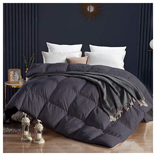WENERSI Down Feather Comforter Queen,All Seasons Duvet Insert, 100% Cotton Fabric,Ultra-Soft Queen Size Comforter(Solid Grey,90x90inches)