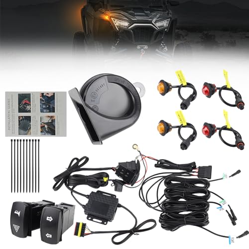 Atubeix UTV ATV Turn Signal Kit, 110D Horn With Button,Universal Turn Signal With Turn Switch, LED Blinker Kit, Compatible With Polaris, Can-Am, Kawasaki, Arctic Cat, CFMOTO, Pionee ?Amber and Red?