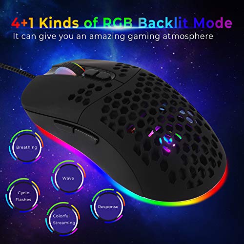 Image of USB C Mouse,Lightweight Gaming Type C up to 7200 DPI,Wired Mouse for MacBook Pro Chromebook Laptop PC and More USB Type C Devices (Black)