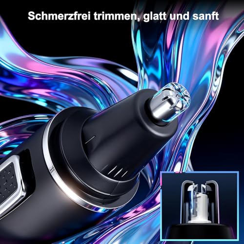 Nasenhaartrimmer Herren, 2 in 1 Nasenhaarentferner und Ohrhaarschneider, USB Wiederaufladbar Ohrhaarschneider mit PrecisionTrim-Technologie, Doppelschneideklingen, IPX7 Wasserdicht, Einfache Reinigung
