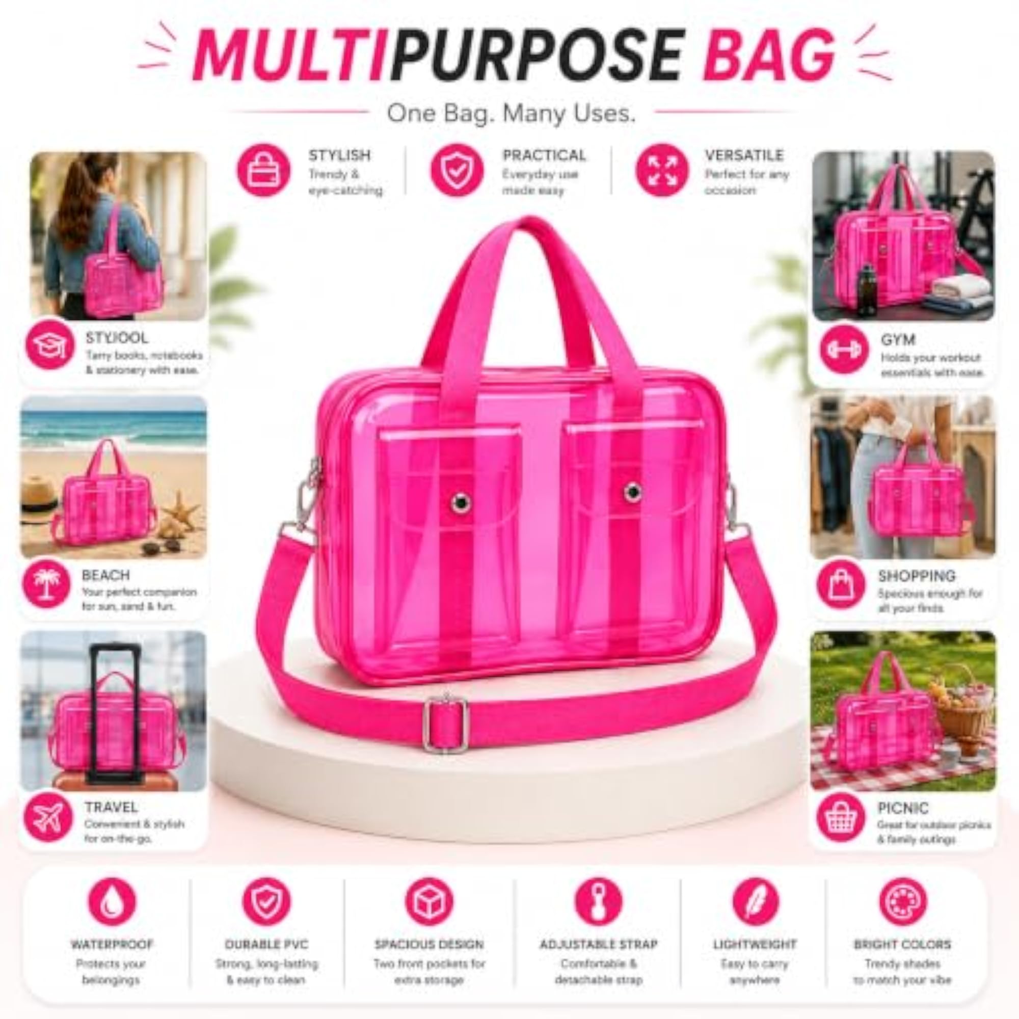 Pierre Cadault Transparent Travel & Daily Use Handbag