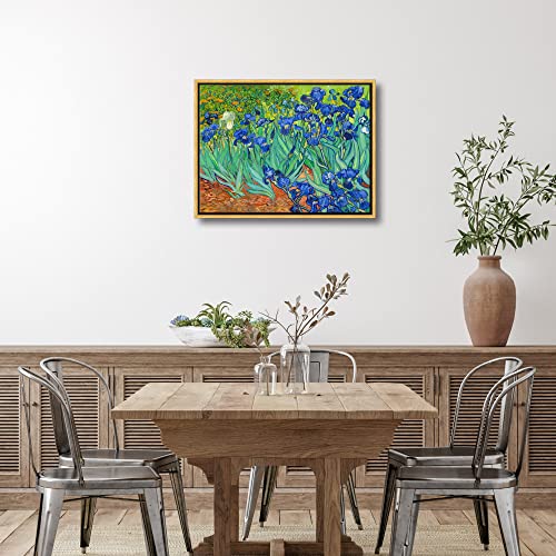 Wieco Art Framed Wall Art Canvas Prints Irises By Van Gogh Famous Flowers Oil Paintings Reproduction Abstract Canvas Prints for Home Living Room Decorations Bronze Gold Frame - Image 5