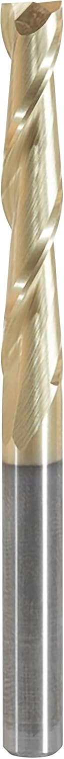 Amana Tool CNC Router Bits for 2D/3D Carving Flat Bottom, ZrN Coated, 46577, 0.10 Deg Straight Angle x 1/4 Dia x 1-1/2 x 1/4 Shank x 2 Flute