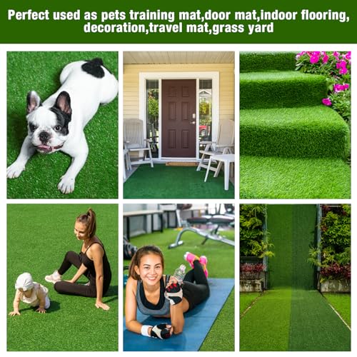 Image of GLOBREEN Fake Grass Pee Pads for Dogs Potty Training, 2 PCS Replacement 2FT X 6FT Artificial Turf Outdoor Rugs for Pets Patio Balcony, with Drainage Hole