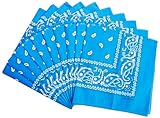FANNI YOUPIN 100% Cotton Fine thick Bandanas/Fashion Scarf for Men & Women Paisley printed 22 inches (10, Turquoise 10)