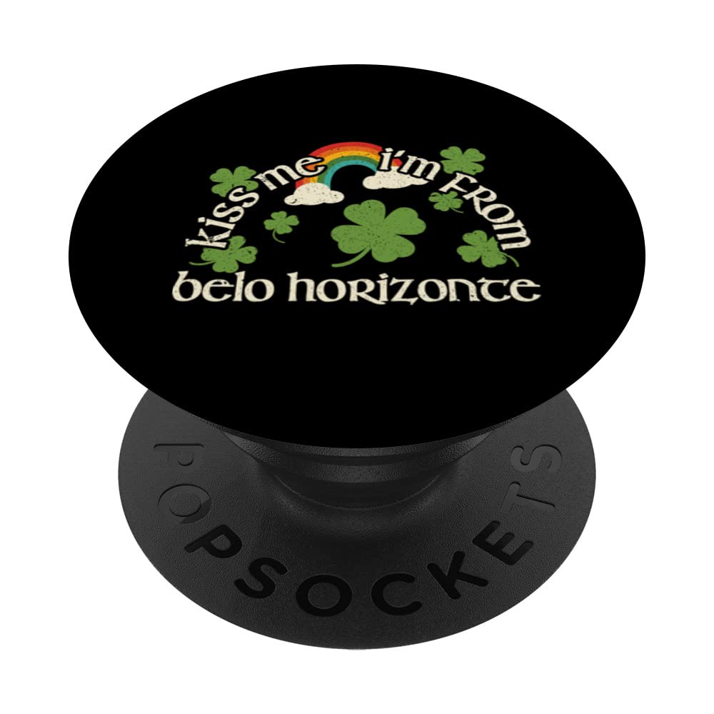 Kiss Me Shamrock - City St. Patrick's Day Belo Horizonte PopSockets Swappable PopGrip, Black