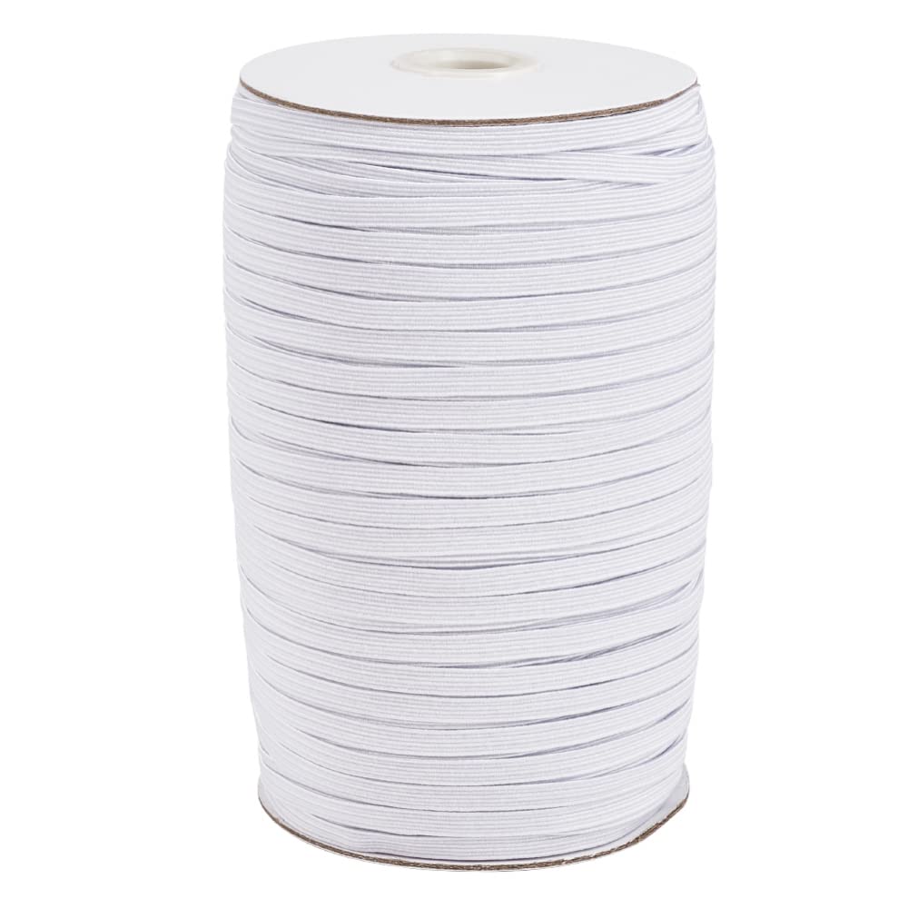 Bestewelry 5mm White Elastic Cord Wig Elastic Band Braided Elastic Ribbon with Spool for Headbands Clothes Sewing Craft Making