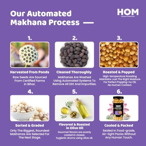 Image of H O M House Of Makhana 130g Himalayan Salt And Achari Gourmet Makhana Jar Roasted in Olive Oil, Flavored Makhana Pack of 2 (65gX2)