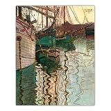 Egon Schiele, porto di Trieste, pittura su tela, opera d'arte, poster, immagine, decorazione della parete, decorazione della casa, soggiorno, 60x80 cm (24x32 pollici) senza cornice
