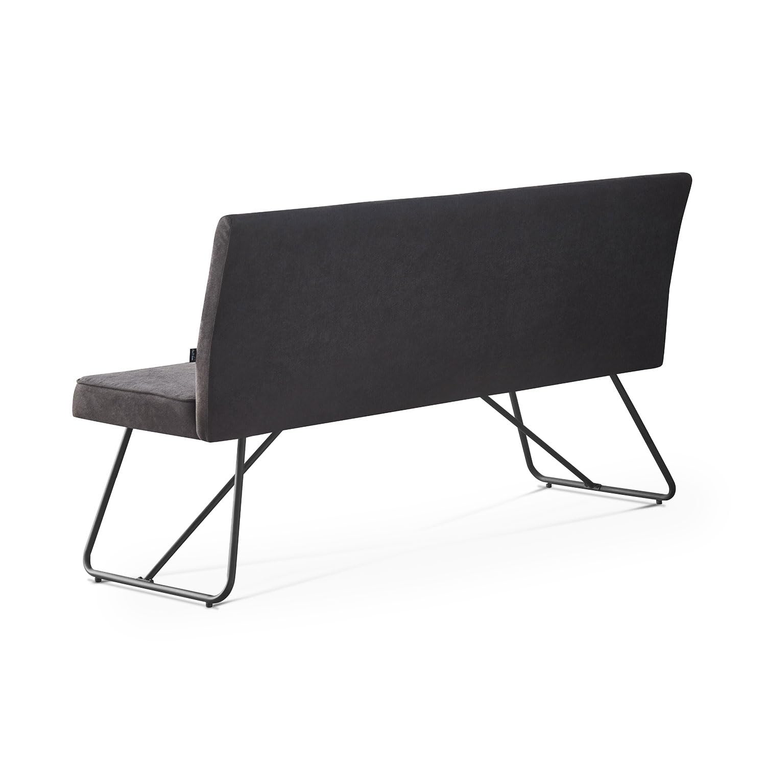 B&D home Sitzbank LINA, Esszimmerbank 140 cm mit Rückenlehne gepolstert für Esszimmer, Flur, Garderobe mit Metallgestell, Industrial modern Design, Anthrazit, 11311-140-ANTR (140 cm)