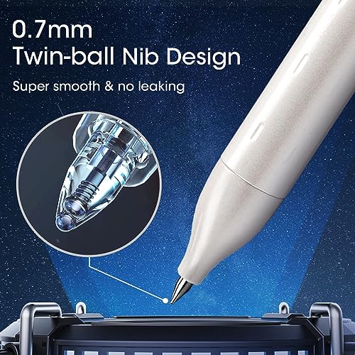 Image of WRITECH Gel Pens Fine Point: Premium Metal Barrel Retractable 0.7mm Black Ink Pen 2ct with 2 Refills No Smear & Bleed Quick Dry Smooth Writing Silent Click Luxury Up-Gel