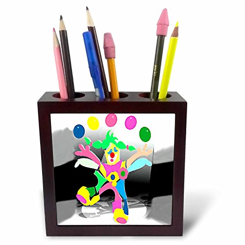 3dRose ph_1255_1 Colorful Clown Tile Pen Holder, 5-Inch