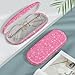FINTIE Hard Shell Eyeglasses Case, Portable Protective Glasses Cover Eyeglass Holder Box with Cleaning Cloth for Men Women (Glittering Pink)