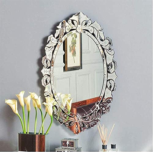 YGCBL Espejo de Pared, Modren Art Espejo de Pared Veneciano Decorativo Espejo de Diseño Transparente para el Hogar, Hotel, Dormitorio, Baño, Espejos de Baño Montado en la Pared,Ancho 24 'X Alto 38,1'