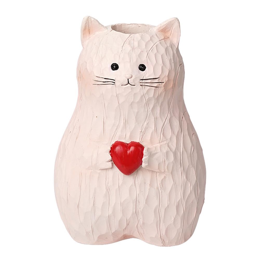 CTRLZS Vase Cat Handmade Statue Vase Flower Plants Shelf Desk Cute Pot Ornaments Flower Decor Home Bottle Accents