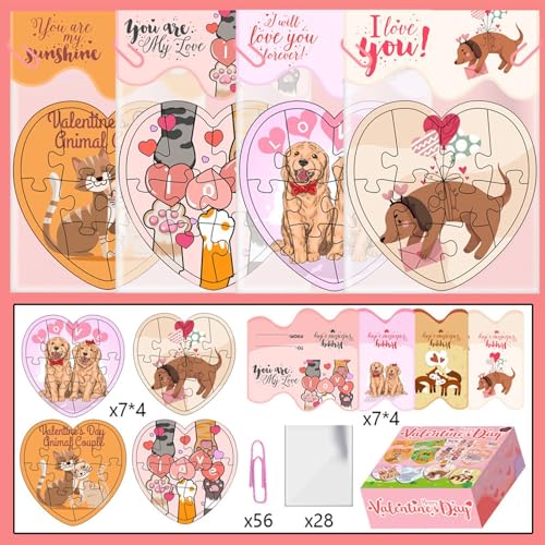 Tarjetas de animales educativos interactivos en forma de corazón para San Valentín 7