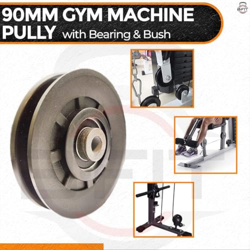 Image of B Fit ABS Plastic Gym Pulley with inbuilt Bearing and Bush- Heavy Duty Wheel Cable Gym Fitness Equipment Replacement 4 Pcs (90 MM-4 Pcs) | Gym Machine Attachment
