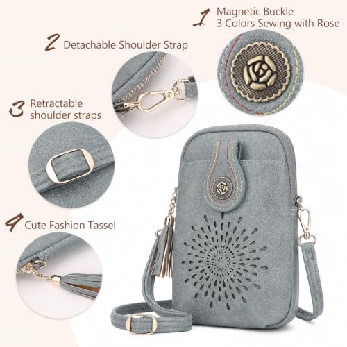 Image of APHISON Small Crossbody Bags for Women, Lightweight Vegan Leather Cell Phone Purse, Cute Purses with Tassels