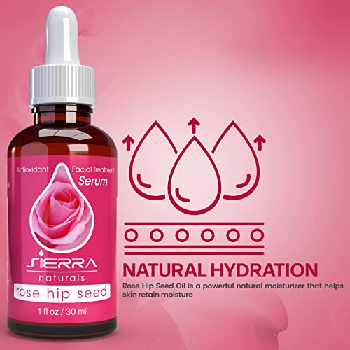 Sierra Naturals Rosehip Oil For Face, Rosehip Seed Oil, Benefits For Skin Great For Beauty Anti-Oxidant Anti-Aging Serum With Vitamin E Oil, 1Oz #TOP2
