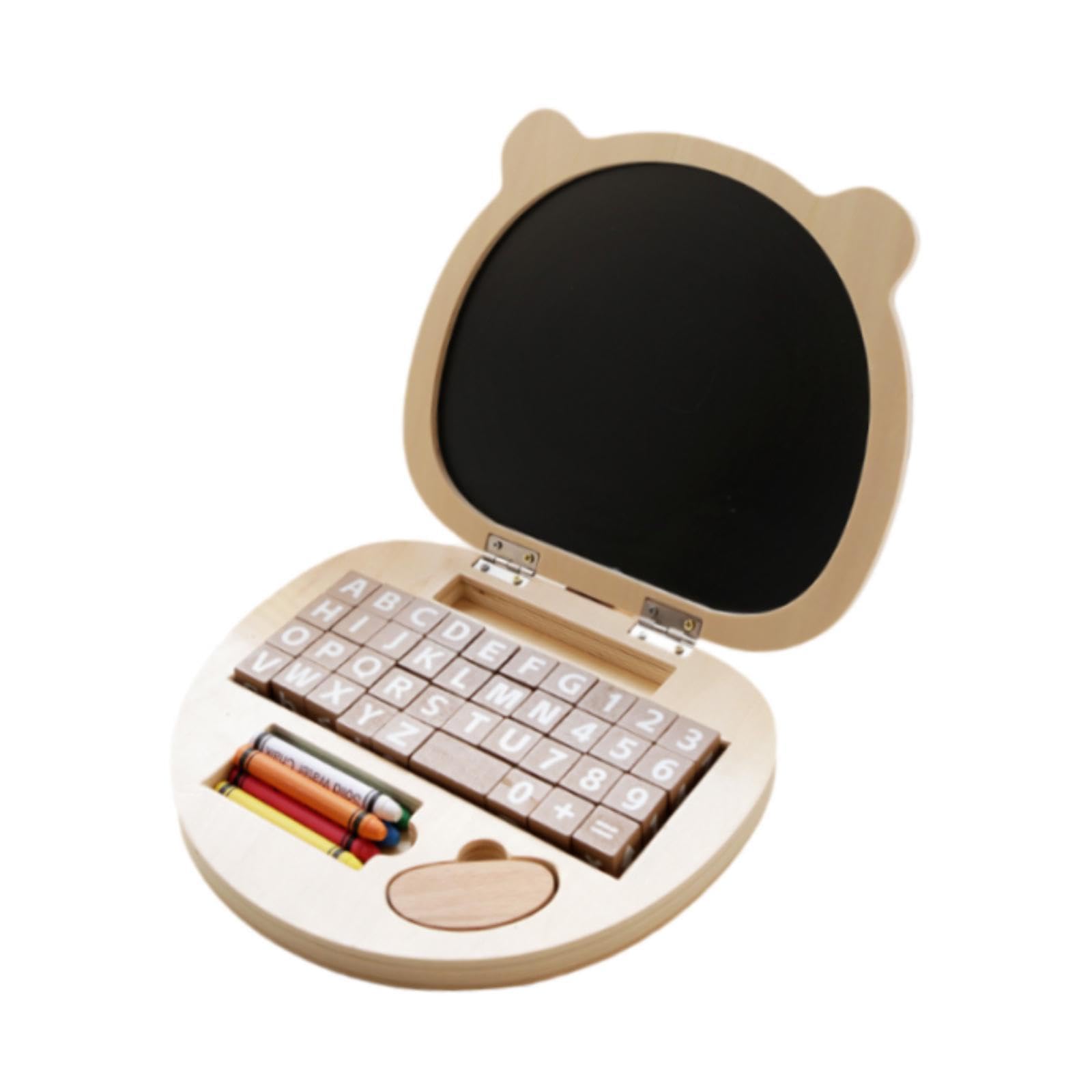 Giocattolo Per Laptop In Legno, Tavolo Da Disegno Portatile Con Blocchi Di Legno E Gessetti Ad Acqua Per Bambini Dai 3 Anni, Per Apprendimento E Gioco Di Finta