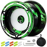7YO S2 Kids Yoyo Professional Trick Yoyo for Beginner, Dual Purpose Yoyos with POM Finger Spin Dimple with KK Bearing, Bearing Puller, Axle, Case, 10 Strings
