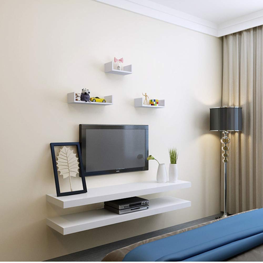 Meerveil Etagere Murale Lot de 3 Etagères Murales Blanche Murale Tablettes Flottantes Étagères de Rangement Forme de U, 30/45/60cm, Charge 15kg, pour Salle de Bain Chambre Salon Cuisine, Blanc