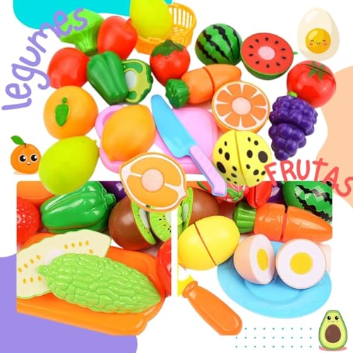 30 Peças Brinquedo Fruta Legume Comida Cortar Velkr Pizza crec cestinha