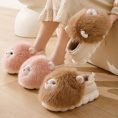 HANDKEI Women's animal slippers, sheep cotton slippers, cute indoor plush slippers4