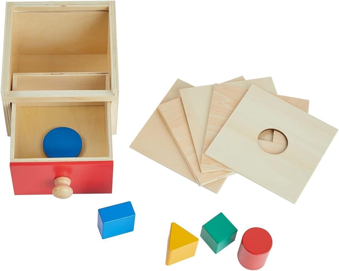 Adena Montessori Sorting Drop Box Toy with 6 Borad and Drawer Educational Toys for Kids Baby Toddlers