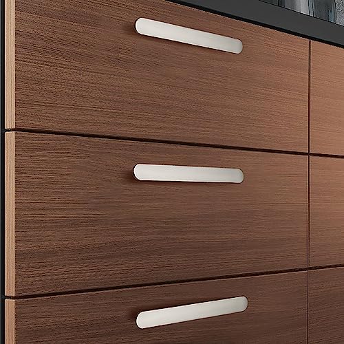 Guolich 2 Pcs Hole Centers 2.5 Inch(64mm) Kitchen Drawer Handle Door Cabinet Pulls Zinc Alloy Handle Modern Gold Brushed Brass Hardware for Wardrobe Bathroom Dresser (Silver - Image 4